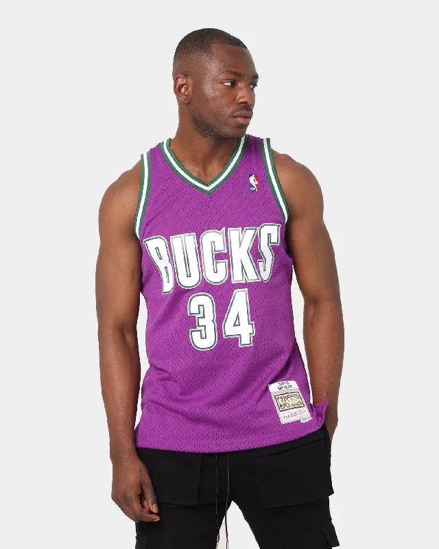 Mitchell & Ness Milwaukee Bucks Ray Allen #34 '00-'01 Swingman Jersey Purple Minimalist Jersey Tee Mitchell & Ness Milwaukee Bucks Ray Allen #34 '00-'01 Swingman Jersey Purple Minimalist Jersey Tee