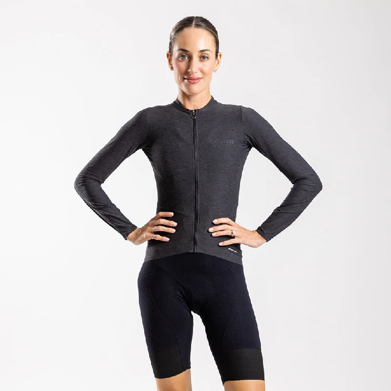 Women's Librio Long Sleeve Race Fit Jersey (Charcoal) Scoop Neck Jersey Top