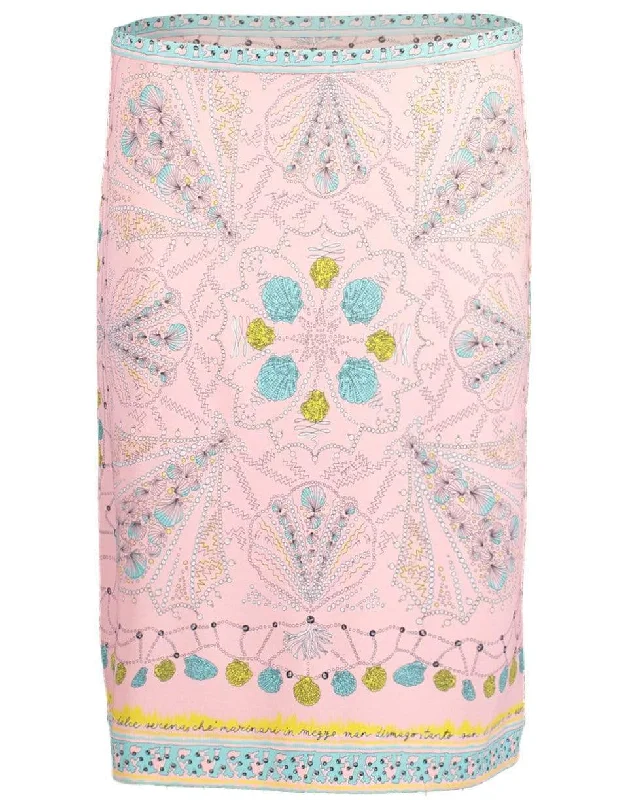 Conchiglie Print Jersey Skirt - Rosa Turchese Comfortable Jersey Tee