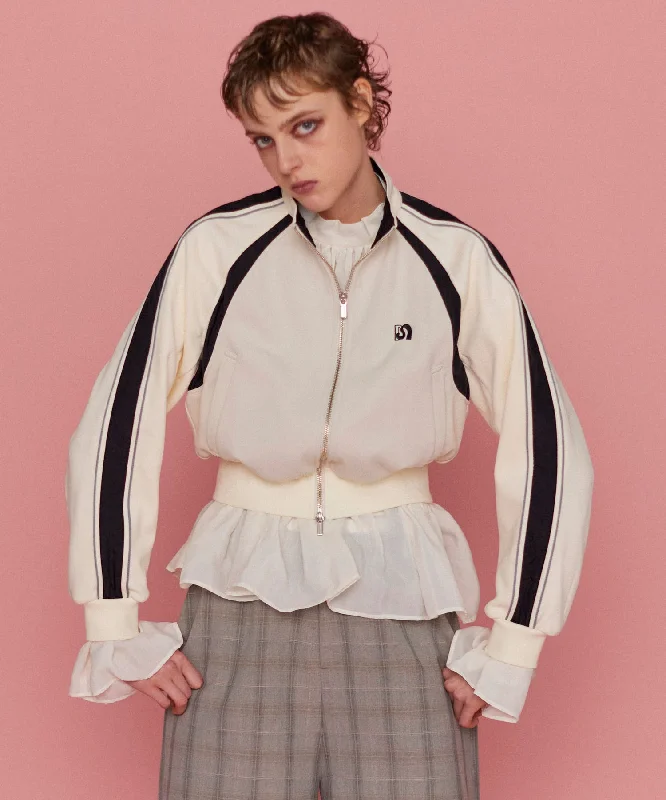 【25SPRING PRE-ORDER】Bicolor Raglan Sleeves Jersey Tops Polo Neck Jersey Top
