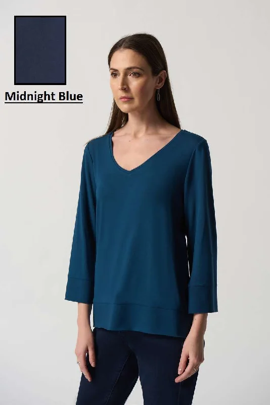 Boxy Jersey Top in Midnight Blue 233049 by Joseph Ribkoff High-End Jersey Tee