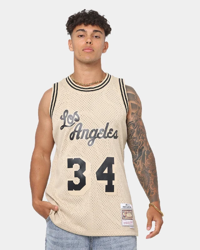 Mitchell & Ness Los Angeles Lakers Shaquille O'Neal #34 '96-'97 Swingman Jersey Desert Sand Evening Jersey Tee Mitchell & Ness Los Angeles Lakers Shaquille O'Neal #34 '96-'97 Swingman Jersey Desert Sand Evening Jersey Tee