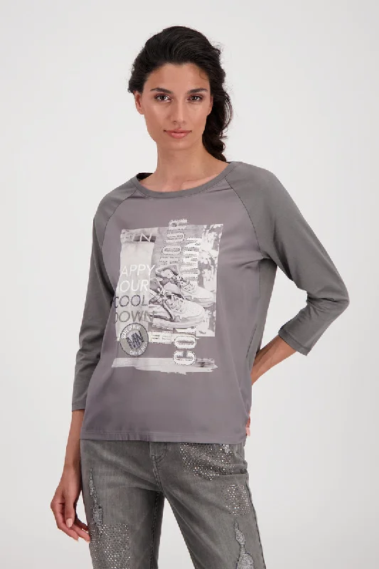 Jersey Blouse 806971MNR in Thunder by Monari Elegant Jersey Shirt