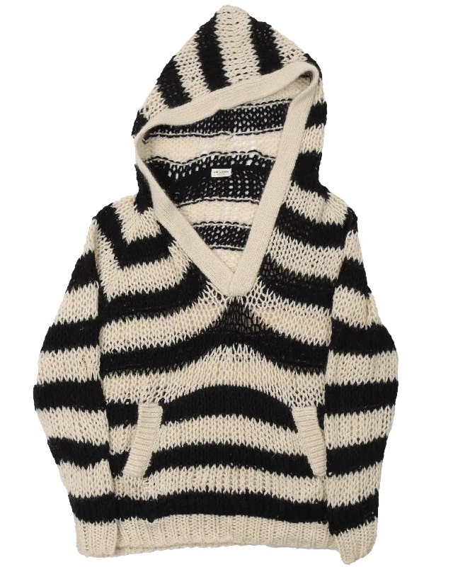 Hooded Striped Mohair Sweater Herringbone Houndstooth Plaid