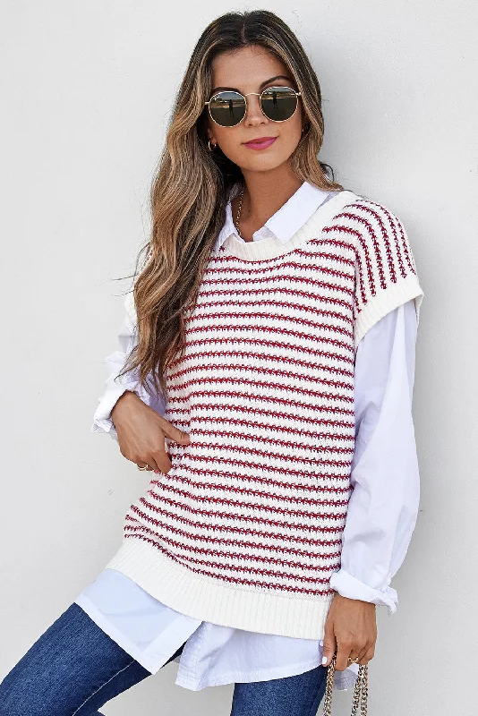 Sailor Striped Sweater Top - Red Thin Thick Dense