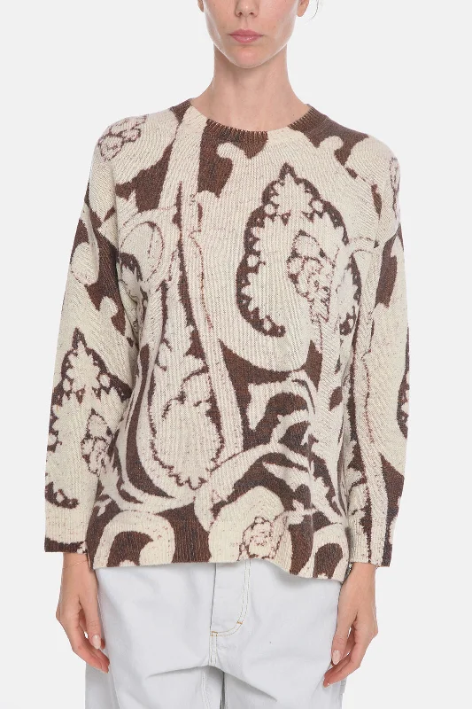 Etro Jacquard Sweater with Paisley Pattern 42 Italian size Silk Blend Satin Velvet