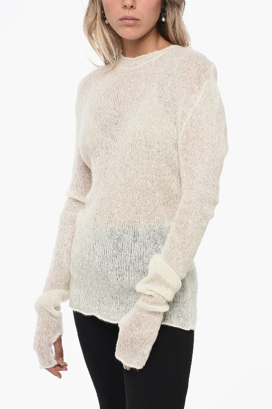 Rus Extra-Long Sleeved Open-Work Sweater L Standard size Fitted Loose Oversized