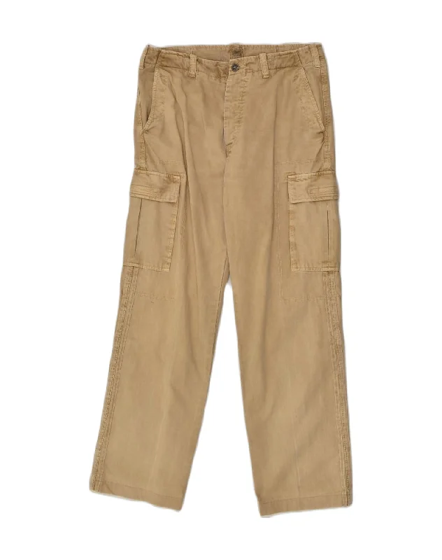 VINTAGE Womens Straight Cargo Trousers W32 L32 Beige Trousers Ceremony Elegant