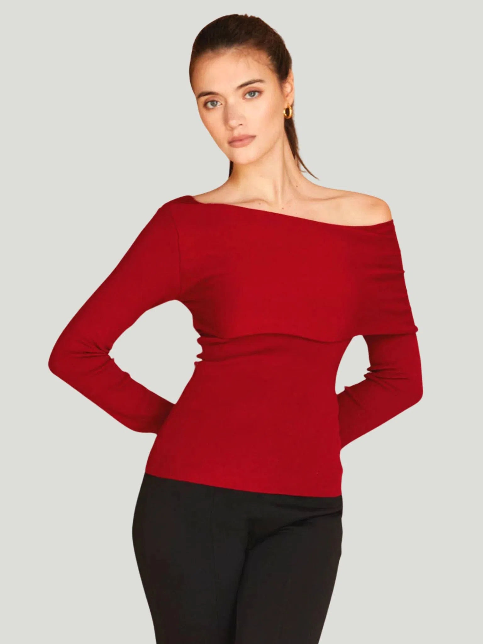 Crescent Katia Off The Shoulder Sweater Fitted Loose Oversized