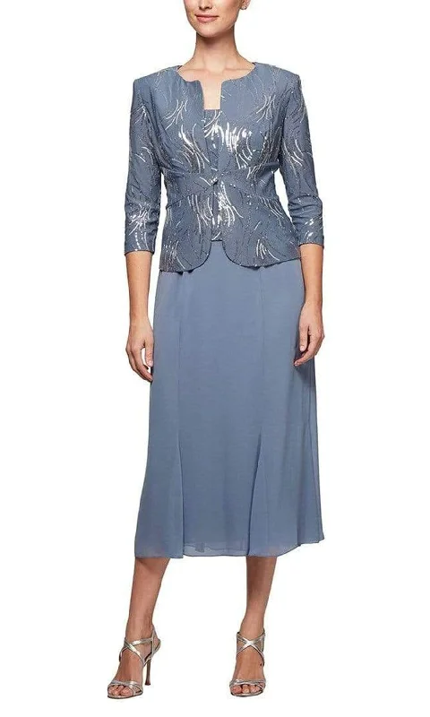 Alex Evenings - Sequined Tea Length Dress with Jacket 1962675 Trench Coat Raincoat Waterproof Jacket Alex Evenings - Sequined Tea Length Dress with Jacket 1962675 Trench Coat Raincoat Waterproof Jacket