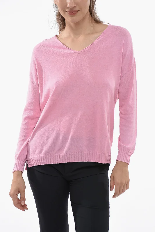 Arovescio Lightweight Cotton V-Neck Sweater Xs Standard size Iron Safe Non-Iron Wrinkle Free