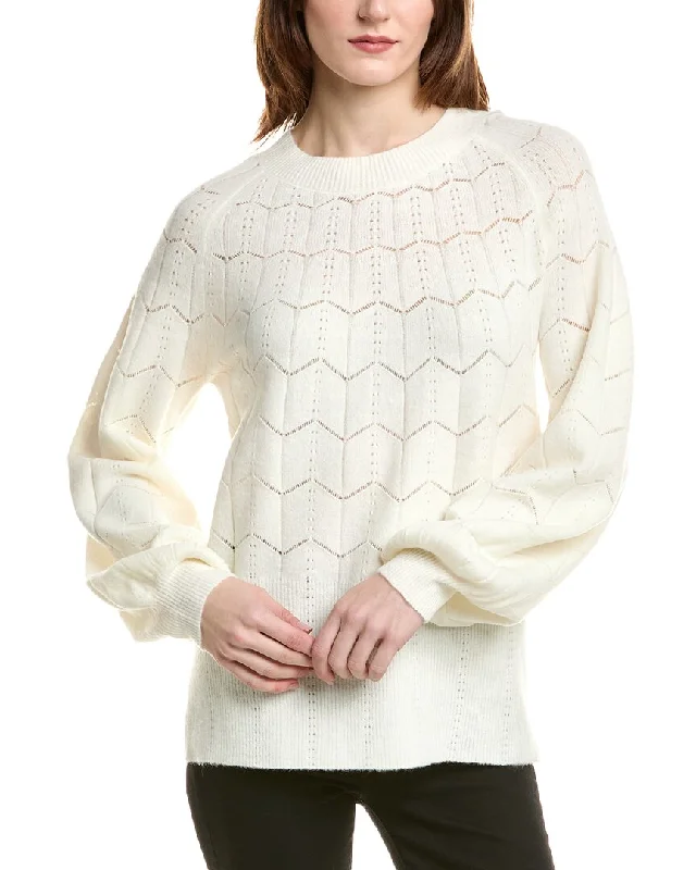 Love Token Pointelle Sweater Beaded Sweater Sequined Faux Fur