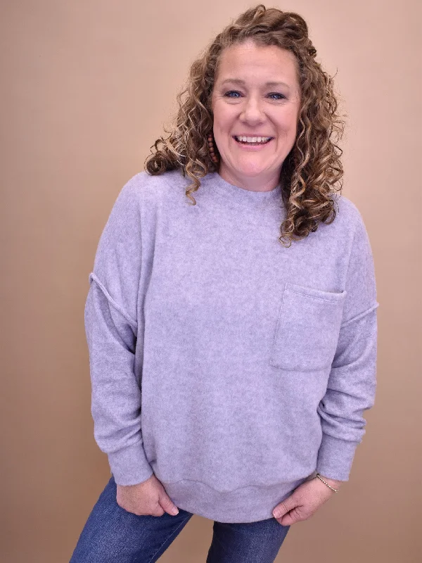 Brushed Melange Oversize Sweater High Neck Crew Neck V-Neck