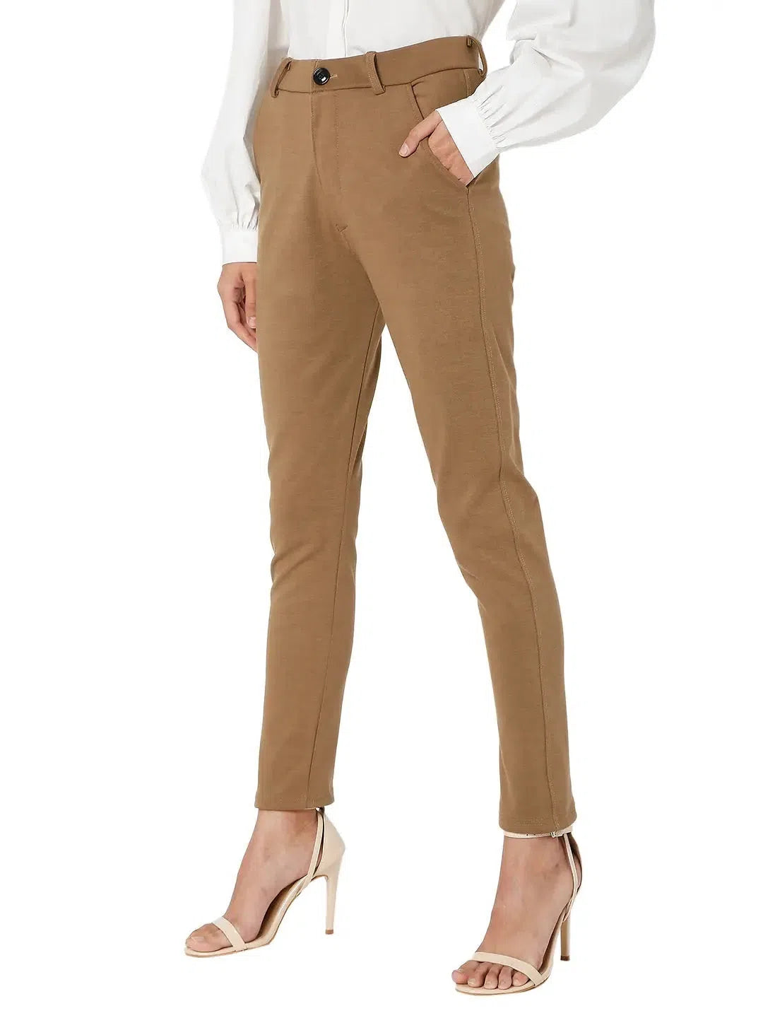 Smarty Pants Women's Cotton Lycra Ankle Length Camel Brown Formal Trouser Trousers Versatile Stylish Smarty Pants Women's Cotton Lycra Ankle Length Camel Brown Formal Trouser Trousers Versatile Stylish