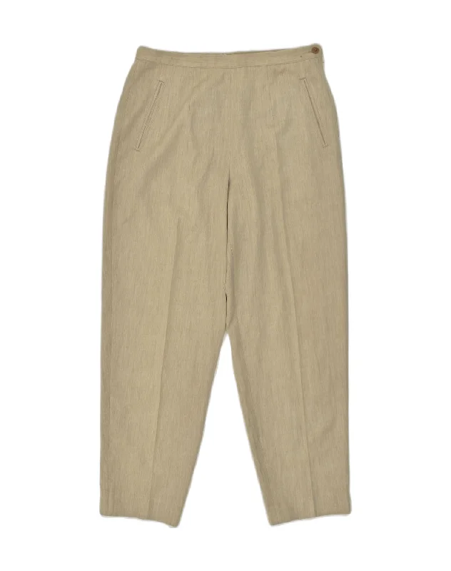 VINTAGE Womens High Waist Tapered Suit Trousers UK 14 Medium W28 L28 Beige Trousers Bootcut Casual VINTAGE Womens High Waist Tapered Suit Trousers UK 14 Medium W28 L28 Beige Trousers Bootcut Casual