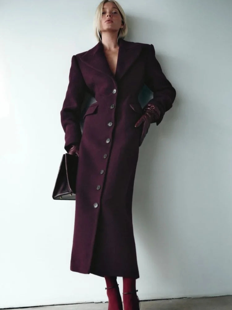Fashion Burgundy Lapel High Waist Long Woolen Jacket Elegant Solid Color Full Sleeves Overcoat New Woman High Street Outerwear One-Shoulder Jacket Off-the-Shoulder Jacket Asymmetrical Jacket Fashion Burgundy Lapel High Waist Long Woolen Jacket Elegant Solid Color Full Sleeves Overcoat New Woman High Street Outerwear One-Shoulder Jacket Off-the-Shoulder Jacket Asymmetrical Jacket