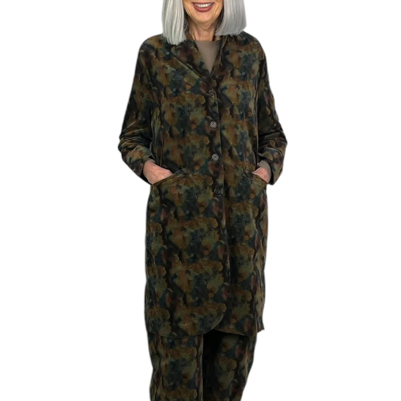 FLORAL CANNOLO LONG JACKET Rayon Jacket Velvet Jacket Corduroy Jacket