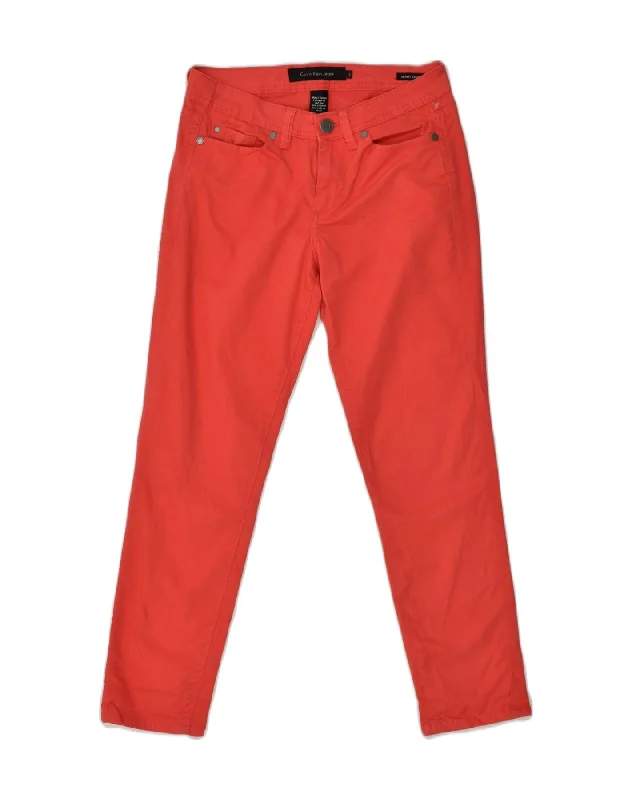 CALVIN KLEIN JEANS Womens Skinny Cropped Trousers US 2 XS W28 L26 Red Trousers Cargo Utility