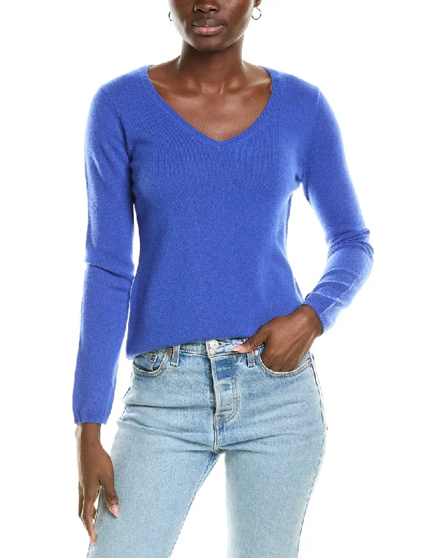 Sofiacashmere Modern V-Neck Cashmere Sweater Collared Crew Neck Turtle Neck