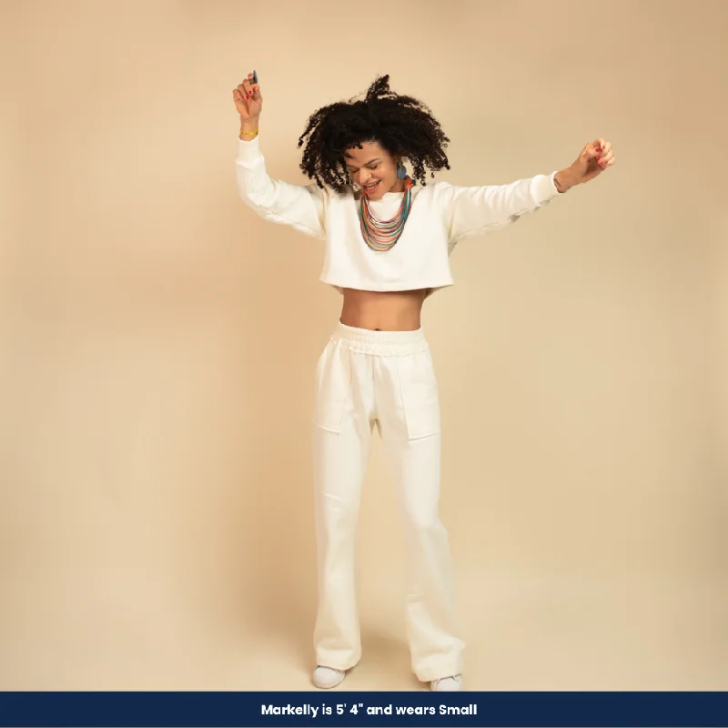 Ana - Cropped Sweatshirt and Sweatpants (Two-piece set) Hoodie with Elastic Waist Stretchable Comfortable Ana - Cropped Sweatshirt and Sweatpants (Two-piece set) Hoodie with Elastic Waist Stretchable Comfortable