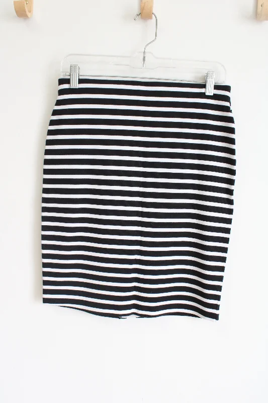 Old Navy Black White Striped Fitted Pencil Skirt | XS corduroy skirt textured