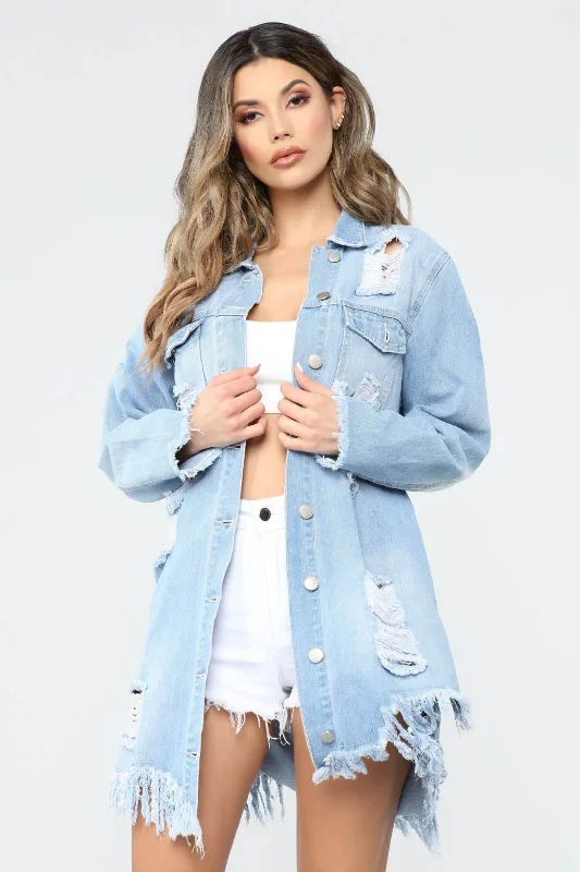 Wholesale women's ripped mid-length denim jacket(CL8299) Striped Jacket Polka Dot Jacket Floral Jacket Wholesale women's ripped mid-length denim jacket(CL8299) Striped Jacket Polka Dot Jacket Floral Jacket