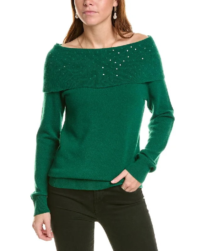 Sofiacashmere Off-The-Shoulder Cashmere Sweater Lightweight Heavyweight Midweight