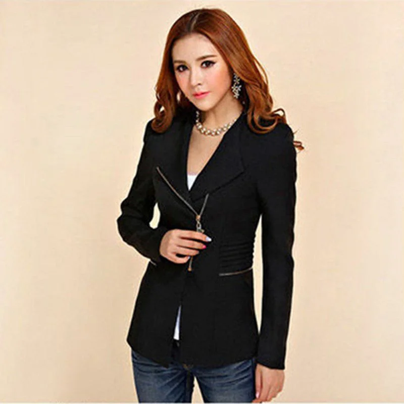 Candy Color Long Sleeve Women Zipper Suit Slim Casual Jacket Coat Outwear Fleece Fabric Down Fabric Feather Fabric Candy Color Long Sleeve Women Zipper Suit Slim Casual Jacket Coat Outwear Fleece Fabric Down Fabric Feather Fabric
