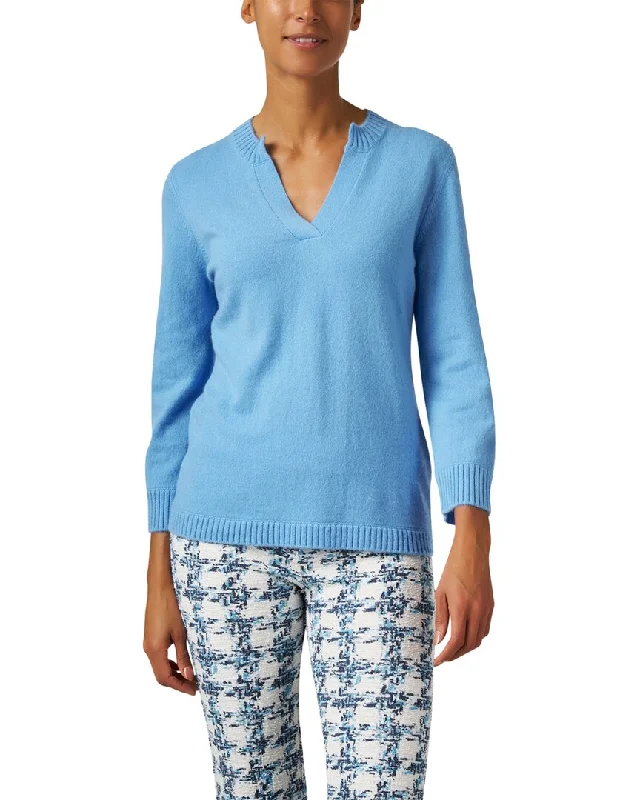 Kinross Split Neck Cashmere Sweater Lace Blend Ribbed Blend Corduroy Blend