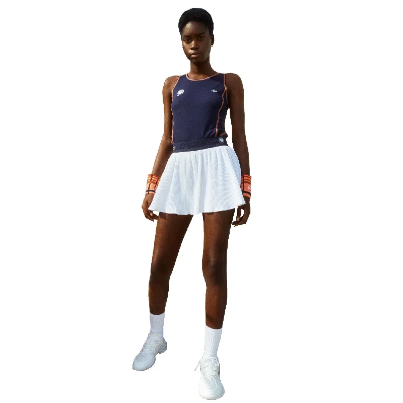 Lacoste Roland Garros White Womens Tennis Skirt breathable skirt fabric