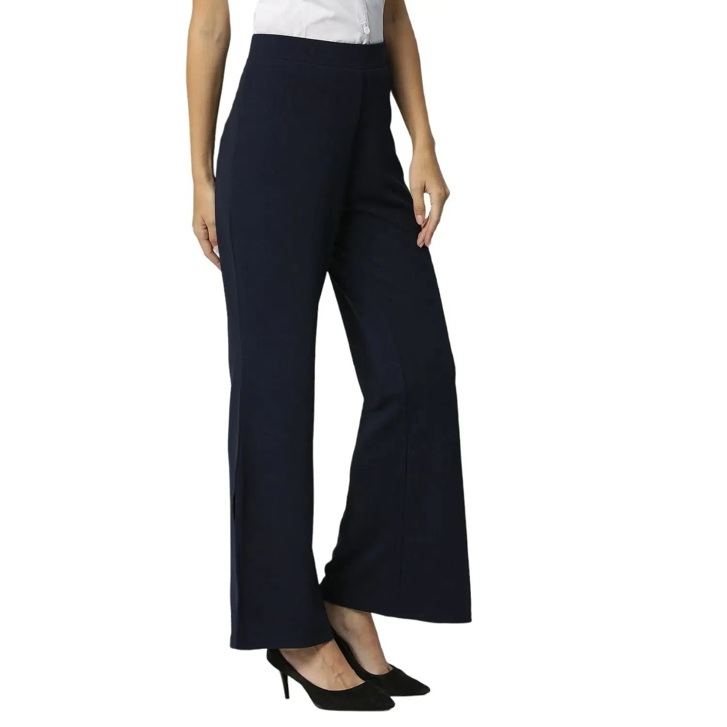 Smarty Pants Women's Polyester Lycra Slit Bell Bottom Navy Blue Formal Trouser Trousers Corduroy Warm Smarty Pants Women's Polyester Lycra Slit Bell Bottom Navy Blue Formal Trouser Trousers Corduroy Warm