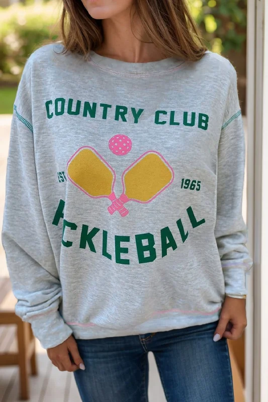 Hazel Blues® |  Pickleball Round Neck Dropped Shoulder Sweatshirt Hoodie with Toggle Buttons Decorative Unique