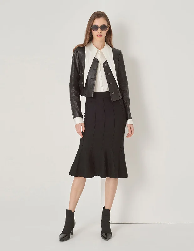 MARYLING Cropped Lambskin Jacket With Buttons Rayon Fabric Velvet Fabric Corduroy Fabric MARYLING Cropped Lambskin Jacket With Buttons Rayon Fabric Velvet Fabric Corduroy Fabric