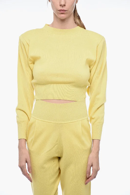 Art Essay Cashmere Crop Sweater with Padded Shoulders M Standard size Anti-Pilling Anti-Shrink Durable