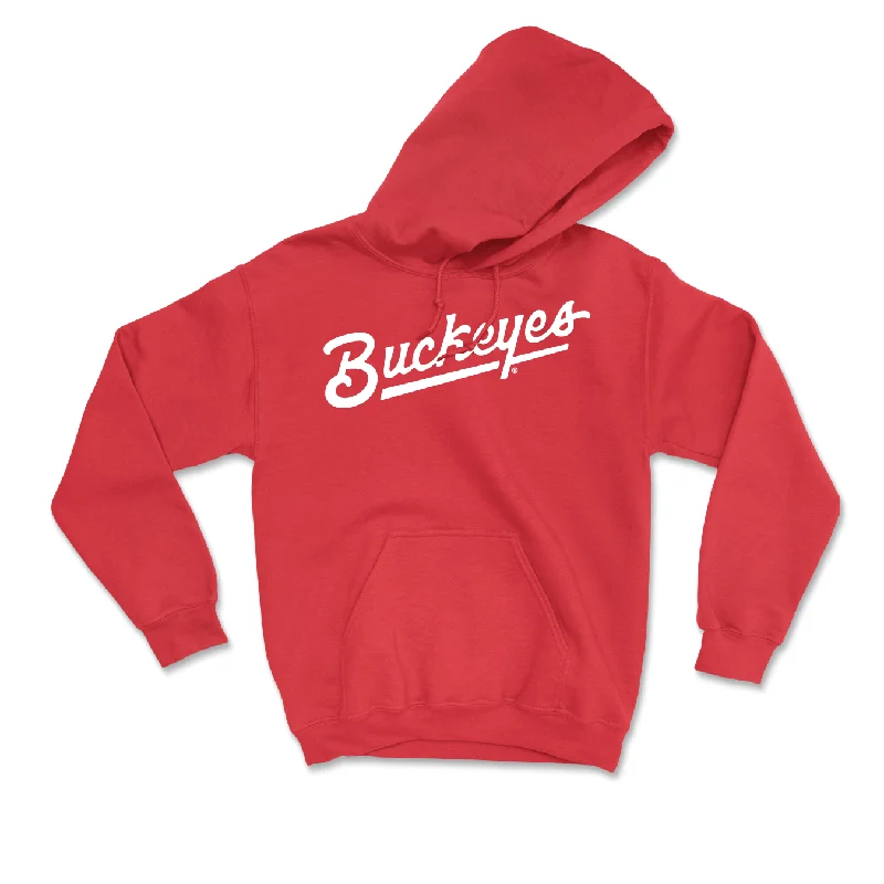 Red Women's Gymnastics Script Hoodie - Nicole Riccardi Hoodie with Zipper Versatile Modern