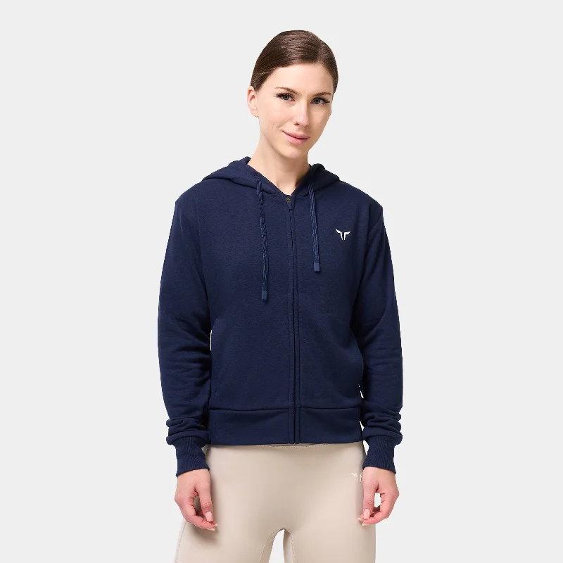 Slim Fit Hoodie - Navy Hoodie with Pattern Geometric Abstract