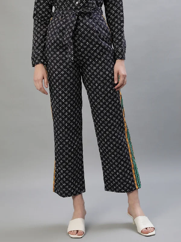 Iconic Women Multi Printed Straight Fit Trouser Trousers Custom Made