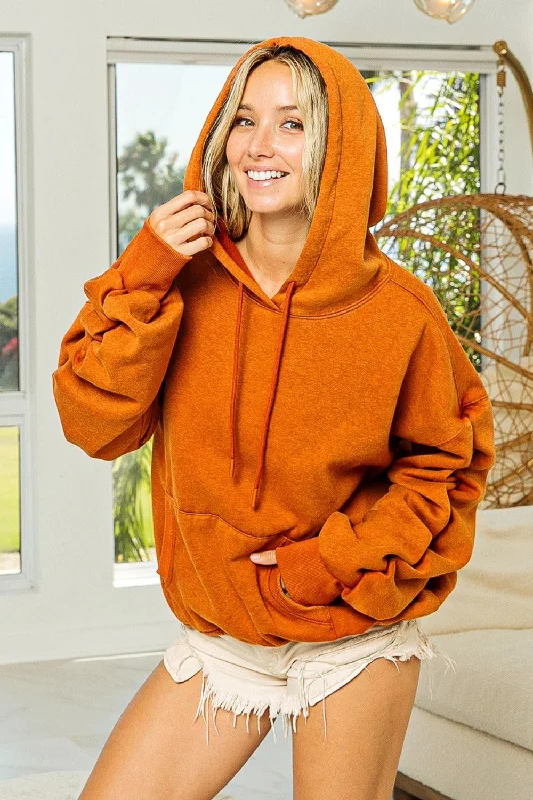 Hazel Blues® | BiBi Ruched Long Sleeve Washed Fleece Hoodie Hoodie with Magnetic Closure Innovative Modern Hazel Blues® | BiBi Ruched Long Sleeve Washed Fleece Hoodie Hoodie with Magnetic Closure Innovative Modern