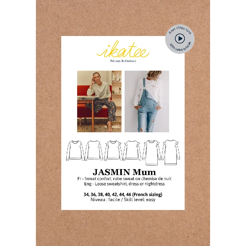 JASMIN Mum sweatshirt/dress - Woman 34-46 - Paper Sewing Pattern Hoodie with Ribbed Neckline Snug Warm JASMIN Mum sweatshirt/dress - Woman 34-46 - Paper Sewing Pattern Hoodie with Ribbed Neckline Snug Warm