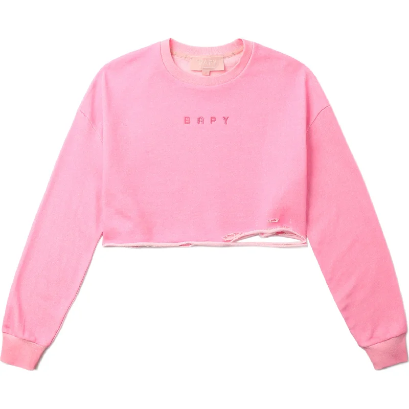 BAPY CROPPED SWEATSHIRT LADIES Hoodie with Side Slits Relaxed Casual