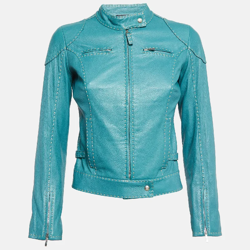 Fendi Selleria Green Leather Zip-Up Vintage Jacket Snapped Jacket Toggled Jacket Drawstring Jacket Fendi Selleria Green Leather Zip-Up Vintage Jacket Snapped Jacket Toggled Jacket Drawstring Jacket