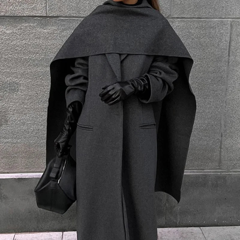 Elegant Vintage Woolen Overcoat For Women Single Breasted Scarf Loose Jacket Pocket Casual Coat 2024 Autumn New Lady Outerwear Collared Jacket Crew Neck Jacket Turtle Neck Jacket Elegant Vintage Woolen Overcoat For Women Single Breasted Scarf Loose Jacket Pocket Casual Coat 2024 Autumn New Lady Outerwear Collared Jacket Crew Neck Jacket Turtle Neck Jacket