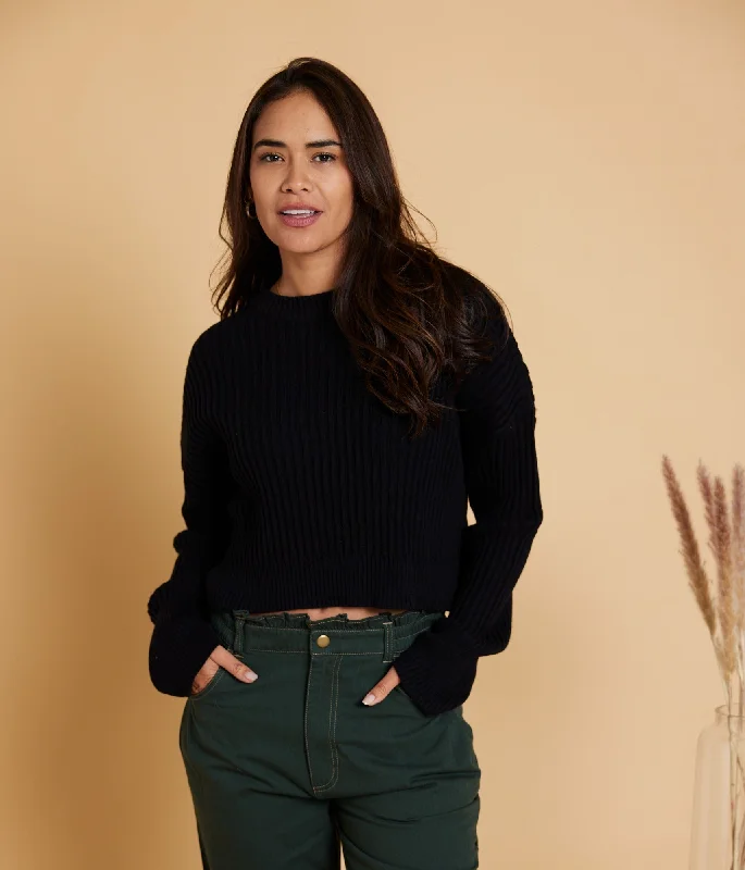 Diamond Sweater - Black Lace Blend Ribbed Blend Corduroy Blend
