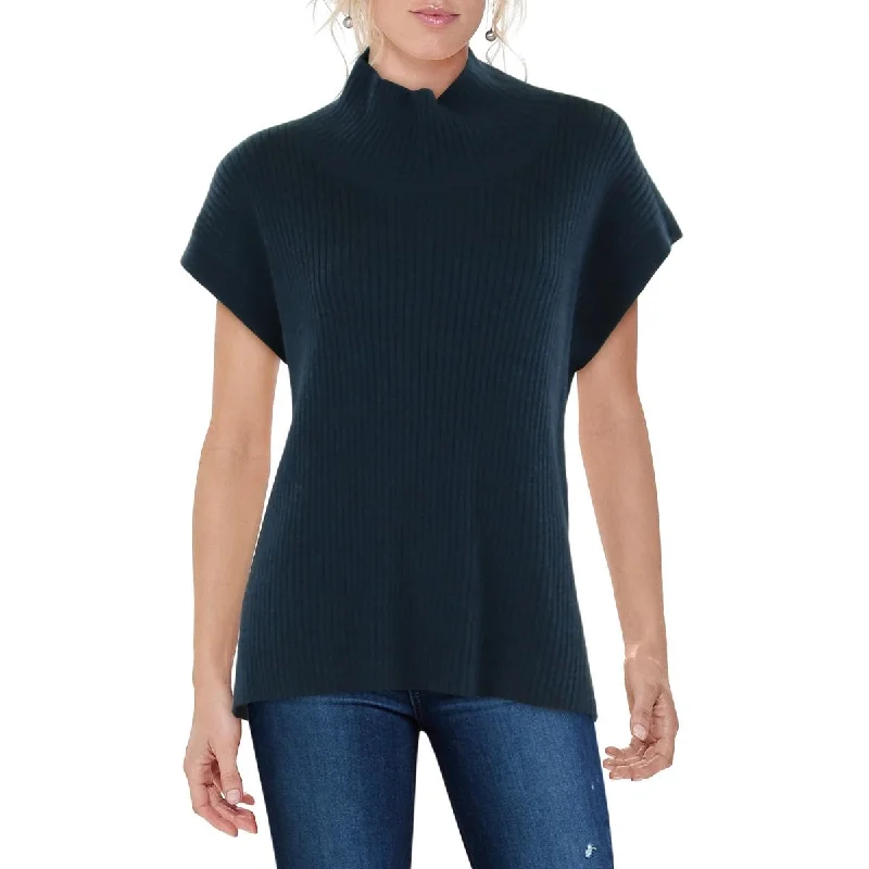 Womens Wool Sleeveless Mock Turtleneck Sweater Elasticated Padded Insulated
