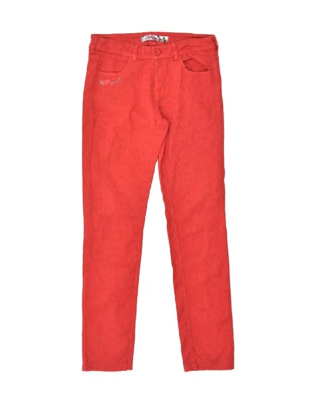 DESIGUAL Womens Slim Casual Trousers W28 L28 Red Cotton Trousers Chinos Classic