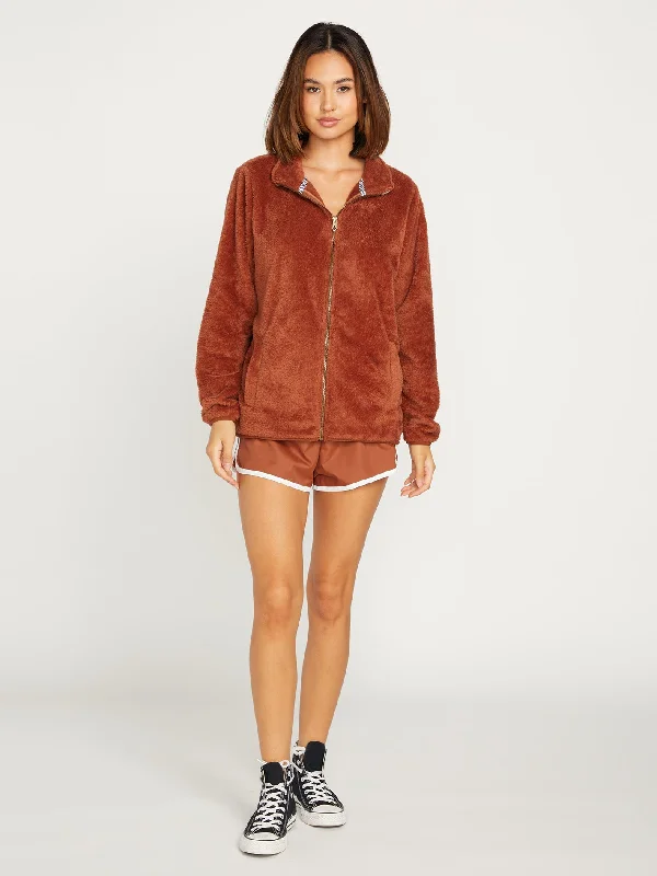 Pheelin Phuzzy Zip Jacket - Dark Clay Faux Fur Fabric Real Fur Fabric Shearling Fabric Pheelin Phuzzy Zip Jacket - Dark Clay Faux Fur Fabric Real Fur Fabric Shearling Fabric
