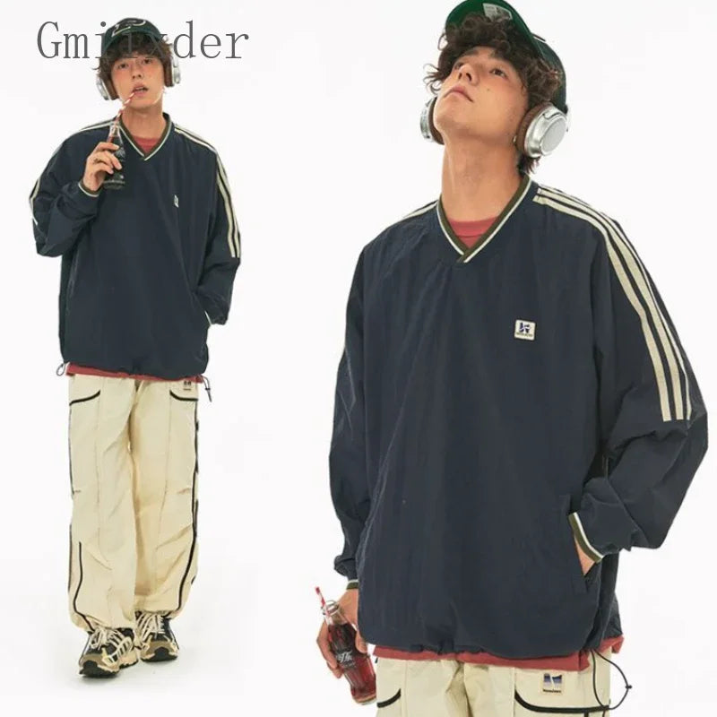 Advbridge Men‘s Wintern outfits American Retro V-neck Sweatshirt Webbing Raglan Sleeves Couple Long Sleeve Shirt for Men Women Autumn Sports Wear Jacket Tops Lace Jacket Ribbed Jacket Sequined Jacket Advbridge Men‘s Wintern outfits American Retro V-neck Sweatshirt Webbing Raglan Sleeves Couple Long Sleeve Shirt for Men Women Autumn Sports Wear Jacket Tops Lace Jacket Ribbed Jacket Sequined Jacket