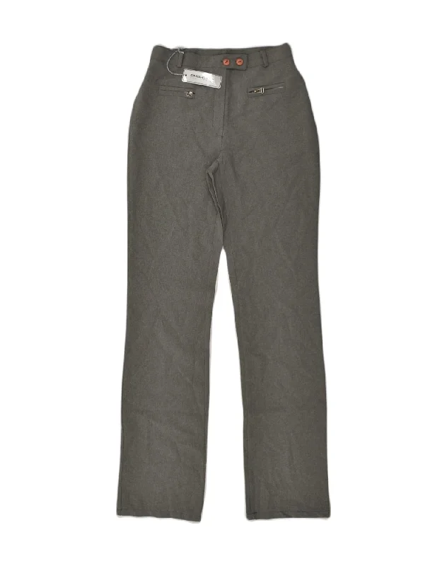VINTAGE Womens Straight Suit Trousers IT 42 Medium W26 L33 Grey Polyester Trousers Silk Elegant VINTAGE Womens Straight Suit Trousers IT 42 Medium W26 L33 Grey Polyester Trousers Silk Elegant