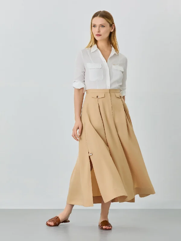 Midi Skirt In Tencel With Slits summer skirt style