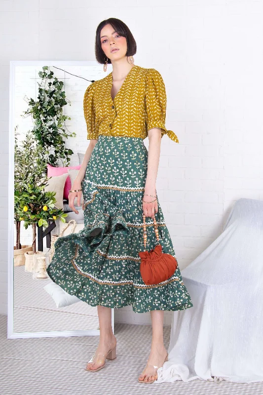 Ruffled Trim Skirt denim skirt durable